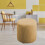 Housse de pouf extensible en tissu jacquard texturé, lavable en machine, jaune clair 6