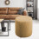 Housse de pouf extensible en tissu jacquard texturé, lavable en machine, jaune clair 5