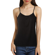 Tanktop med indbygget bh til kvinder Basic spaghettistropper Camisole med hylde-bh