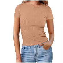 T-shirts courts basiques et décontractés pour femmes, parfaits pour sortir, à manches courtes et col rond.