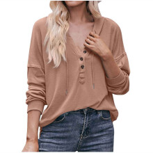 Blusas de poliéster de manga larga para mujer, blusas elegantes de manga larga con cuello en V, blusas casuales para mujer.