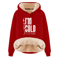 Warmer Damen-Fleece-Hoodie mit Kapuze, Aufdruck „YES I'm Cold ME247“, kuscheliger Winterpullover, lässiges Langarmshirt, lustiges Sweatshirt