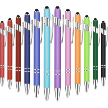 Lot de 12 stylos à bille avec stylet, pointe 1,0 mm, encre noire, stylet en métal pour écrans tactiles, stylo à bille 2 en 1
