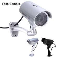 Attrappe einer Sicherheitskamera, Attrappe einer Überwachungskamera mit LED-Blitzlicht, simulierte CCTV-Kamera, für den Innen- und Außenbereich