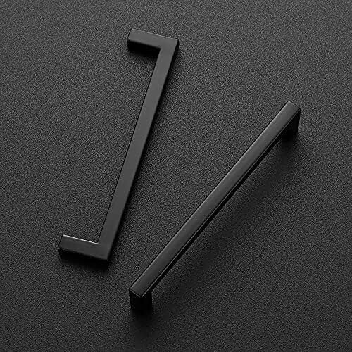 Matte Black Slim Square Cabinet Pulls 5-inch Center 5-Pack 1