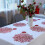Red Metallic Vinyl Placemats Round Leaf Floral 12-Pack 3