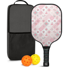 Set di racchette da pickleball in fibra di vetro con motivo floreale, completo di 2 palline e borsa – Adatto per giocare sia all'interno che