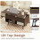 Table basse relevable de 80 cm avec compartiment caché et 2 étagères ouvertes, marron 4