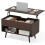 Table basse relevable de 80 cm avec compartiment caché et 2 étagères ouvertes, marron 6