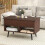 Table basse relevable de 80 cm avec compartiment caché et 2 étagères ouvertes, marron 8