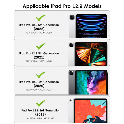 Capa com teclado inteligente e fino, compatível com iPad Pro de 6ª/5ª/4ª/3ª geração de 12,9 polegadas, destacável, com touchpad integrado e 1