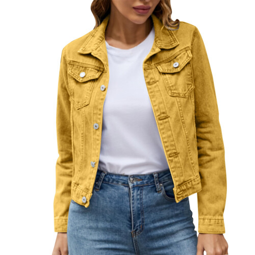 50% έκπτωση Clear! Γυναικεία τζιν μπουφάν Clearance $5Βασικό μονόχρωμο τζιν μπουφάν με 2