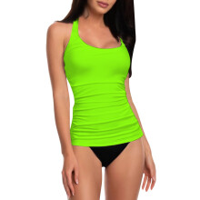 Dam tankini-topp med push-up och rund halsringning, tryckt