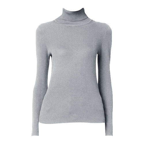 Damen-Rippstrickpullover mit Rollkragen, schmale Passform, leichter Langarmpullover 1