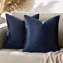 Fodere per cuscini in velluto blu navy 18x18, fodere quadrate in tinta unita per cuscini decorativi moderni, piccole fodere vintage per divano,
