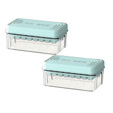 Conjunto de 2 Formas de Gelo com Tampa e Recipiente – 64 Cubos, Livre de BPA, Fácil de Desenformar, Inclui Recipiente para Armazenamento e Pá