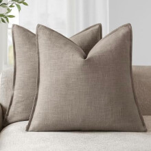 Fodere per cuscini decorativi in lino da 26x26 pollici (set da 2), morbide federe neutre per cuscini europei per divano, sedia, camera da letto –