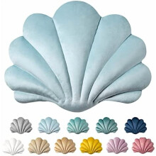 Cuscino decorativo a forma di conchiglia Ashler3D, imbottitura in morbido velluto, azzurro, 35,5 x 28 cm, confezione da 1