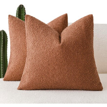 Confezione da 2 federe per cuscini decorativi in bouclé da 40x40 cm, fodere neutre con texture per divano, poltrona e camera da letto – Rosso