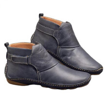 Stivaletti da donna Azrian Autunno Inverno con punta arrotondata e tacco basso a zeppa, scarpe casual grigie 4.5(35)