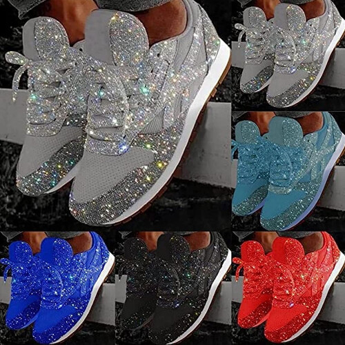 Γυναικεία Αθλητικά Παπούτσια με Δέσιμο, Αναπνέοντα, Αστραφτερά Αθλητικά 1