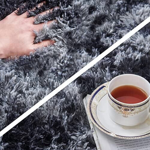 Χαλί Shag, 5x7ft Tie-dye σκούρο γκρι αναβάθμιση αντιολισθητικό ανθεκτικό ορθογώνιο 2