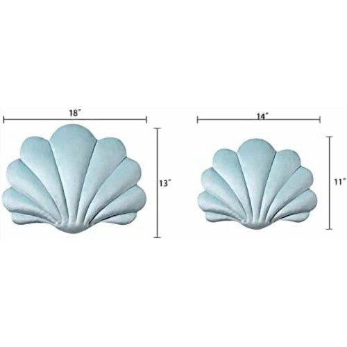 Almofada decorativa Ashler3D em formato de concha, enchimento de veludo macio, azul claro, 35,5 x 28 cm (14 x 11 polegadas), pacote com 1 unidade. 2