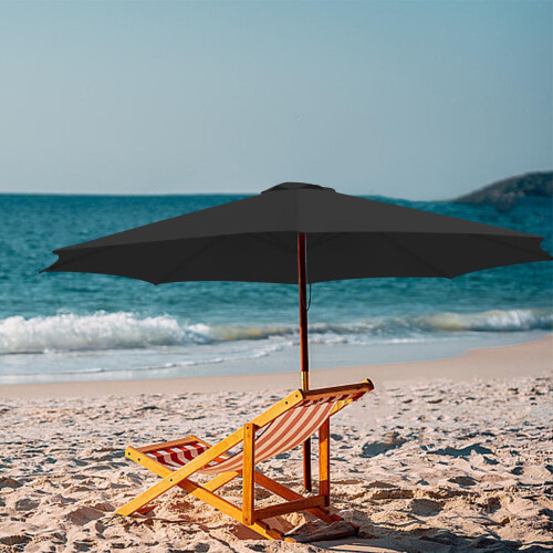 DAMAI 6.5ft–10ft Universal Patio Umbrella Canopy Replacement, UV-Protective, Compatible with 6/8-Rib Frames (Black) 2