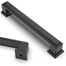 Lot de 10 poignées de porte de cuisine noires mates de 128 mm (5 pouces) pour placards et tiroirs