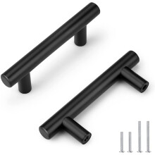 Conjunto de 10 puxadores de aço inoxidável preto Zoizocp para portas de armários de cozinha, puxadores de gaveta em formato de T, diâmetro de 1/2
