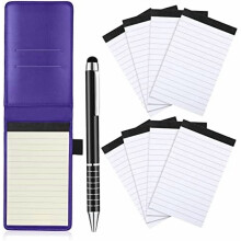 Set di 10 mini blocchetti porta-notebook tascabili: porta-notebook in pelle, 50 fogli a righe, penna in metallo, ricariche 8x3"x5" (30 fogli