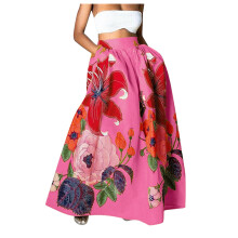 Geblümter Rock für Damen, trendiger Sommer-Maxirock mit hohem Bund und Taschen für Strand und Freizeit