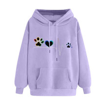 Sweat à capuche violet à manches longues et cordon de serrage pour femme, pull tendance, cadeau idéal pour la Saint-Valentin.