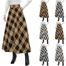 Gonna a trapezio a quadri a vita alta da donna con tasche – Stile preppy e da studentessa per autunno/inverno