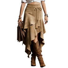 Sciorta Midi Neamhshiméadrach Ruffled Boho do Mhná le Tassels & Coim Inchoigeartaithe – Ócáideach, Cóisir, Caitheamh Laethúil