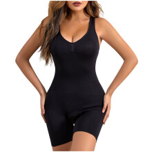 Body da donna senza cuciture contenitivo per la pancia, con apertura sul cavallo, effetto push-up per i fianchi e corsetto snellente – Nero
