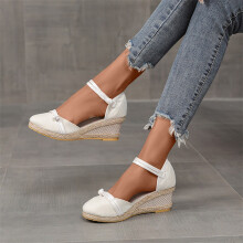 Sandali da donna con cinturini, scarpe estive da donna, zeppa, sandali con punta chiusa, sandali casual, sandali da spiaggia, taglie 35-42
