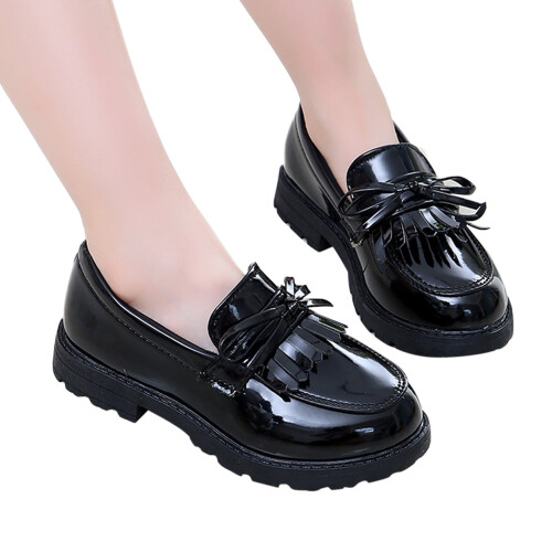 Δερμάτινα παπούτσια Hunpta για παιδιά κορίτσια Slip-on δερμάτινα μοκασίνια με φούντα 2