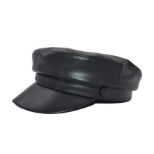 Damespet van PU-leer, modieuze hoed, pet, casquette, baret in Britse stijl, prachtig vakmanschap.