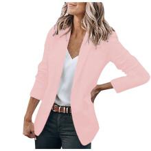 Lässige Blazer-Jacken für Damen, offener Business-Anzug für Büro und Freizeit mit Tasche