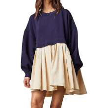 Oversize-Sweatshirtkleid für Damen, langärmelig, Rundhalsausschnitt, Pullover-Top, lockere Passform, Minikleid