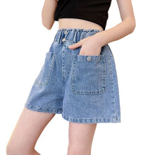 Mädchen-Shorts, einfarbig, elastischer Bund, dünne Jeans, Outdoor-Knöpfe, Denim-Shorts mit Taschen, strapazierfähiges und hautfreundliches