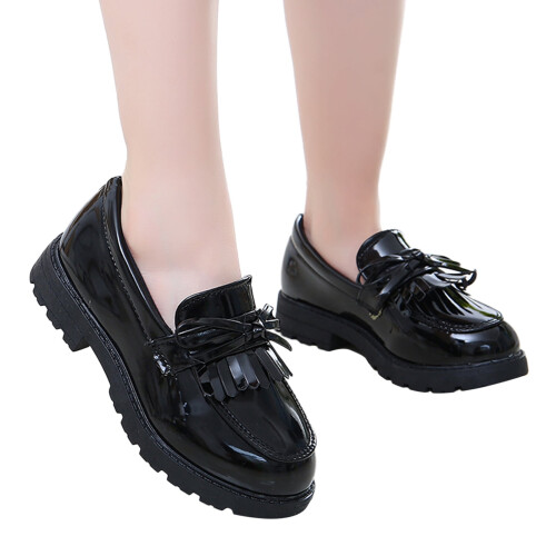 Δερμάτινα παπούτσια Hunpta για παιδιά κορίτσια Slip-on δερμάτινα μοκασίνια με φούντα 2