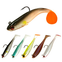 Paquete de 6 señuelos blandos para pesca de lubina, con cabeza plomada pre-montada y cola de pala. Señuelos para lubina, tipo crappie, trucha,