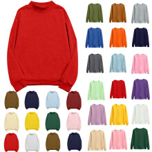 Felpe da donna taglie forti, felpe oversize da donna con scollo rotondo, maniche lunghe, collo alto, felpa in velluto02-Red_L