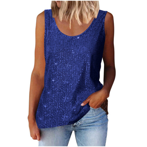 Γυναικείο μπλουζάκι QLEICOM με πούλιες, καλοκαιρινό αμάνικο τοπ με στρογγυλή