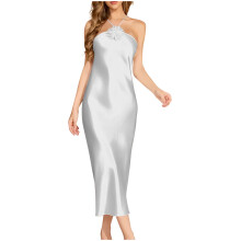Abito da notte sexy da donna in raso con scollo sulla schiena – Elegante pigiama lungo con spalle scoperte per feste e tempo libero, taglie S-XL