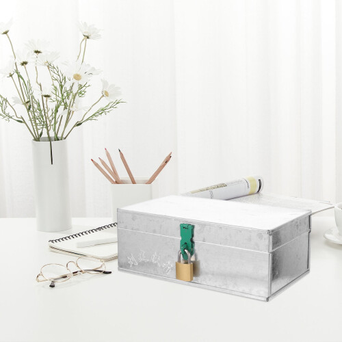 Lockable Rectangular Iron File Organizer Box for Home Office Document Storage and Secure Filing 2
