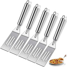 5er-Pack Mini-Spatel für Pfannkuchen, Brownies, Kekse & Eier – Geschlitzt, Edelstahlgriff