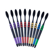 Charcoal Toothbrush with Soft Gentle Bristles, Wheat Straw Handle, Travel Friendly, 20pcs Random Colors